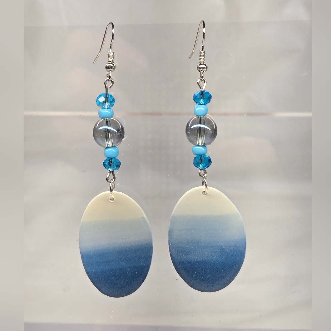 #B199- Gradient Blue Beaded Earrings
